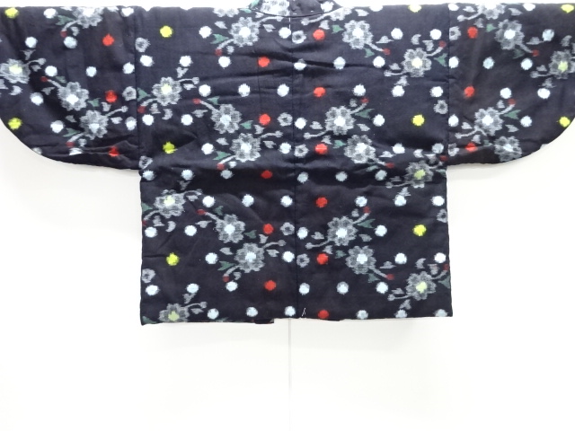 JAPANESE KIMONO / ANTIQUE COTTON AUTHENTIC KURUME KASURI FLOWER PATTER